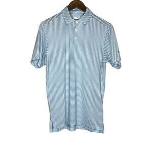 Columbia Men's Golf Blue Omni-Wick‎ Striped Short Sleeve Club Invite Polo Size S